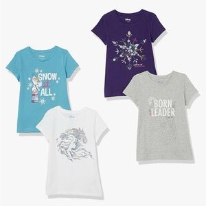 Amazon Essentials Girls Short Sleeve Graphic Tees - Purple, Teal, White, Gray